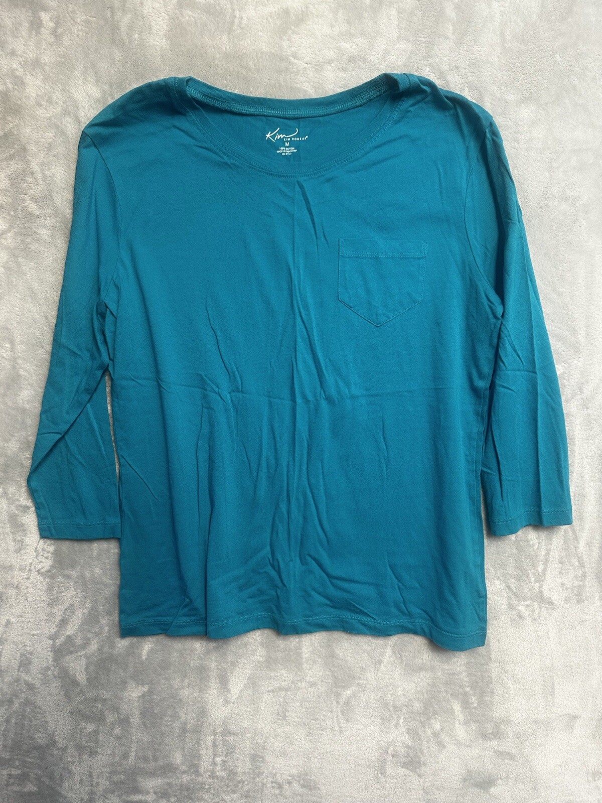 Kim Rogers Women's Turquoise Long Sleeve Pull Over Shirt Size M