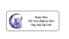 30 Wolf Howling At Moon PERSONALIZED RETURN ADDRESS LABELS 1 in X 2 5/8 GLOSSY