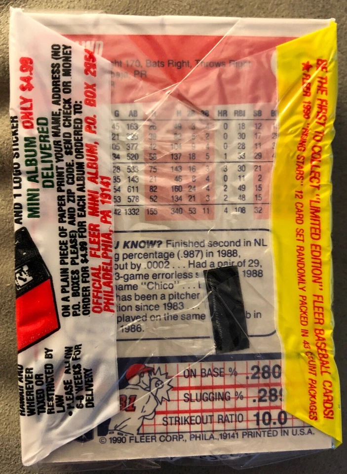 Paquete de violonchelo de béisbol Fleer 1990 Dan Gladden Twins (top) Jose Lind Pirates (atrás) Foto 2 de 2