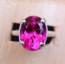 Natural Rose Pink Ruby Oval 925 Sterling Silver Wedding Ring Certified