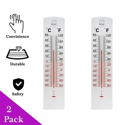 2 WALL THERMOMETER Indoor Outdoor Home Room Office Garden Greenhouse Temperature - Image 1 of 4