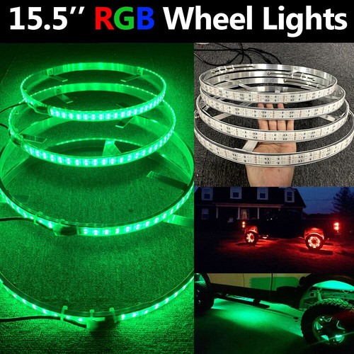 15.5'' RGB Double Row LED Wheel Lights For Truck Tire LED Illuminated Rim Lights eBay