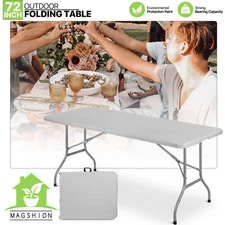 6 FT Foldable Plastic Dining Table Portable Outdoor Camping Picnic Desk w/Handle