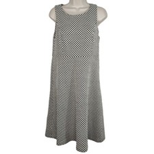 Ann Taylor Loft White Black A-line Dress Women Size 8 Sleeveless Work Career  