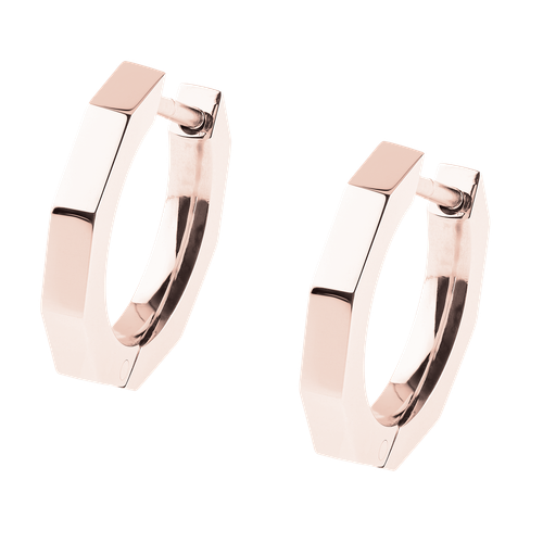 Orecchini A Cerchio In Argento Placcato Oro Rosato - 14 Mm Design Classico Ed Elegante