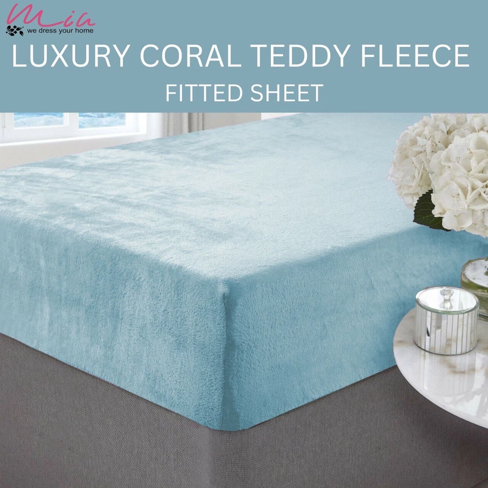 Teddy Warm Micro Fleece Fitted Sheet Sherpa Plush Bed Mattress Cover Double Size - Image 2 of 4