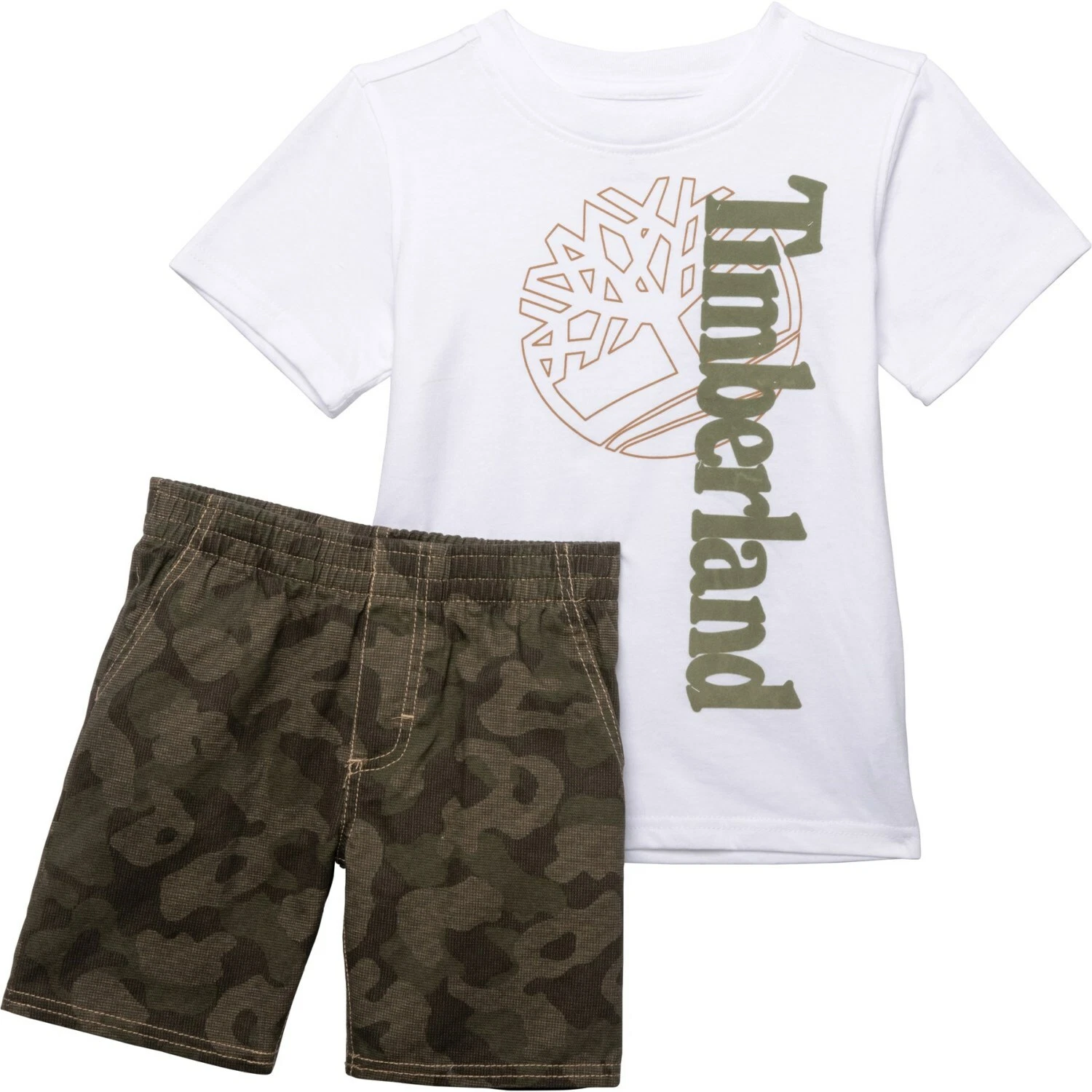 TIMBERLAND Camo 2 Piece T-SHIRT & SHORTS SET Baby BOYS Size 12 Months Rt $50 NEW