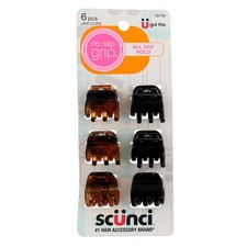 3 Pack Scunci No Slip Grip No Slip Grip All Day Hold Jaw Clips, Assorted, 6 Ct