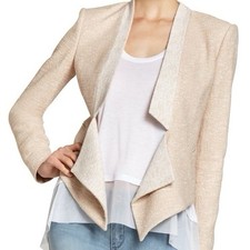 Bcbg Maxazria Women's Sz XXS Candice Textured Open Front Blazer In Powder Beige