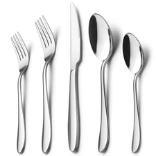 40-Piece Silverware Set, Stainless Steel Flatware Service for 8, Modern Table...