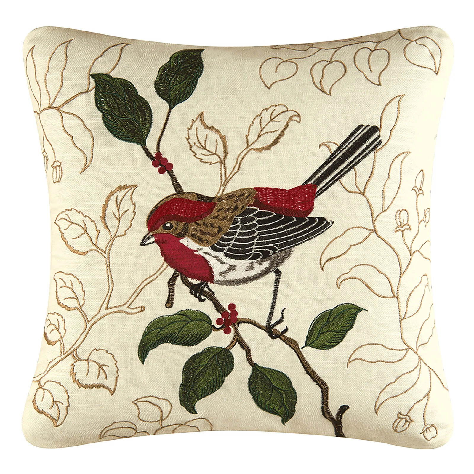 House FEmbroidered Throw Pillow, 18" x 18"