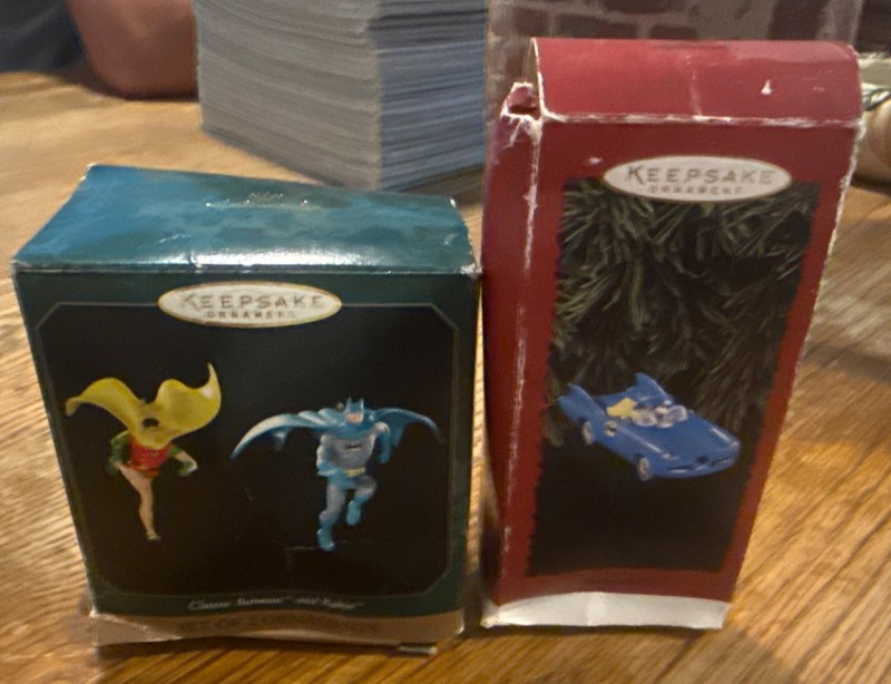 Vintage Hallmark Batman, Robin & Bat Mobile Christmas Ornament Decorations NIB 