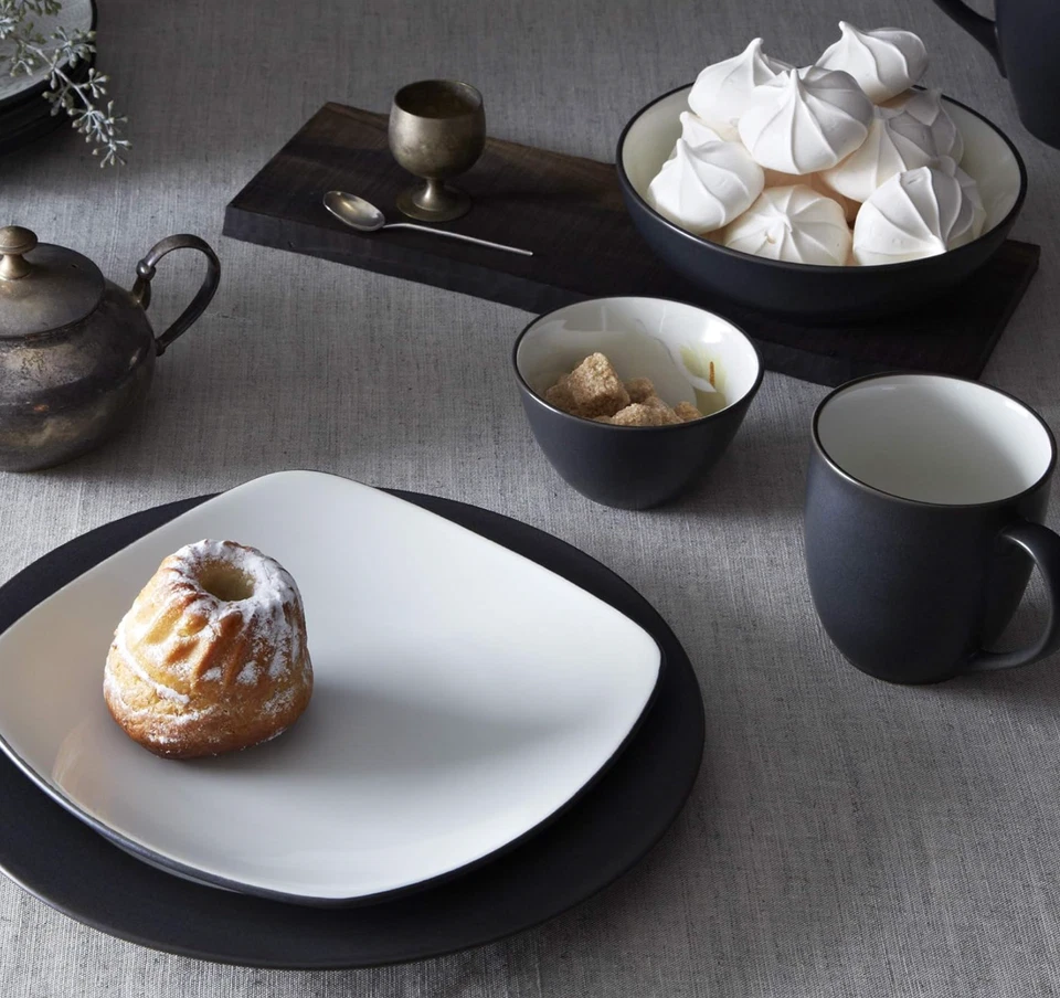 NORITAKE COLORWAVE BLACK GRAPHITE SQUARE SALAD PLATE 8" STONEWARE 4 PCS SET NEW - Image 2 of 4