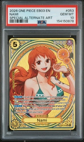 2026 One Piece EB03 EN Nami Special Alternate Art #053 PSA 10 GEM MINT