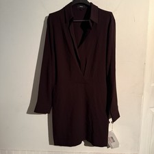 Theory The Good Collection Wrap Shirt Dress Rosina Crepe 2 Mink Brown Size 8 NWT