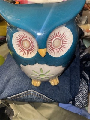 Ceramic Owel Blue White Yellow 