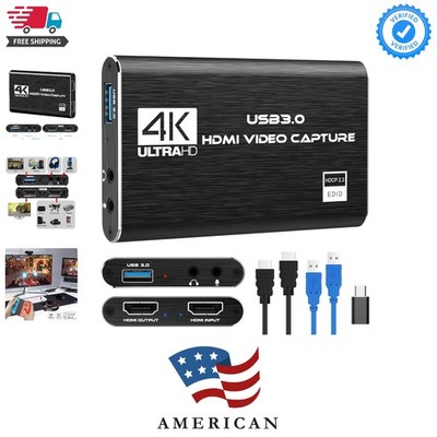 4K HDMI Capture Card for Streaming, Full HD 1080P 60FPS USB 3.0 Cam Link Game...