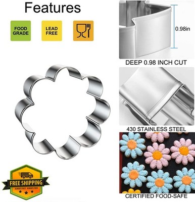 Q-BAKER Spring Summer Flower Cookie Cutters Stainless Steel Set