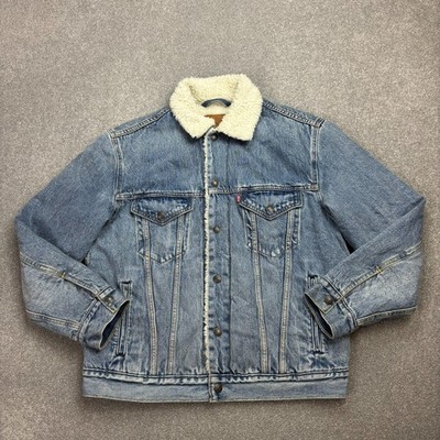 Levis Jeansjacke Erwachsene klein blau Sherpa gefüttert Trucker Utility Red Tab Herren