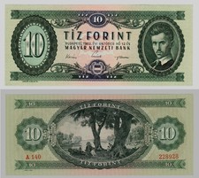 Beautiful October, 1962 Crisp Uncirculated Hungary 10 Forint Banknote Pick# 168c