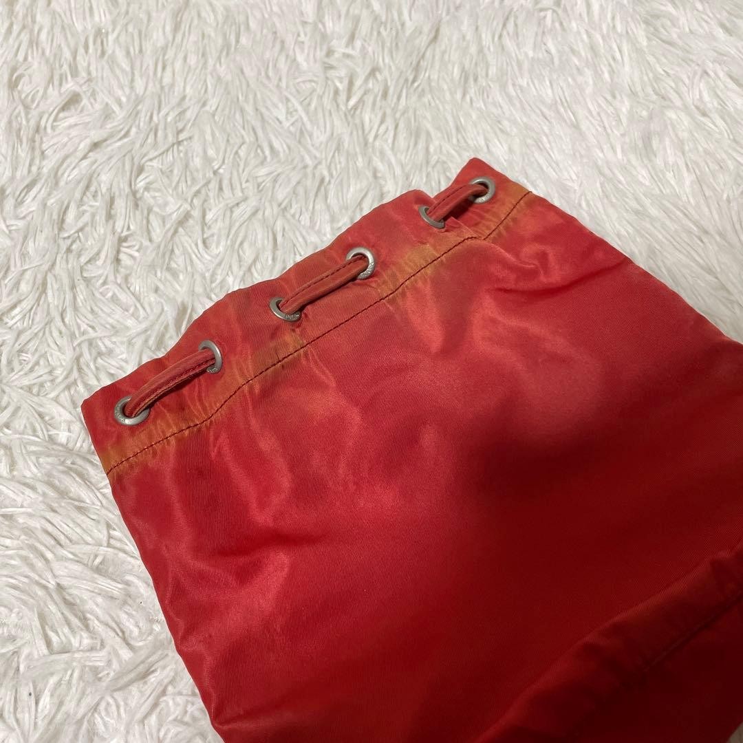 Good Condition PRADA Pouch Drawstring Nylon Red L… - image 8