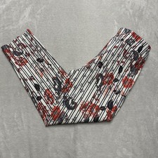 Elie Tahari Womens Floral Paisley Striped Straight Leg Pants Red Black White M