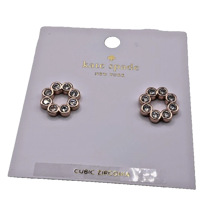 Aretes Kate Spade círculo completo enchapados en oro rosa transparente O0RU2366 tachuelas regalo Foto 4 de 4