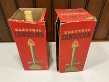 Vintage Set of 2 Christmas Candle Light Candelabra Candolier GE MCM Window USA