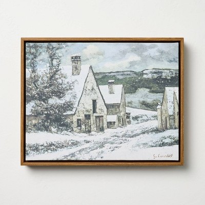 11''x14'' Snowy Town Burlap Wall Art - Hearth & Hand with Magnolia