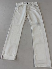 Paige White Federal Straight Jeans Mens 28x32 Made In USA Button Fly Distressed