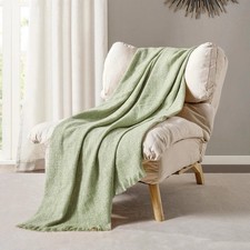 Faux Cashmere  sofa Throw Blanket Decorative Lightweight 127x178cm Mint