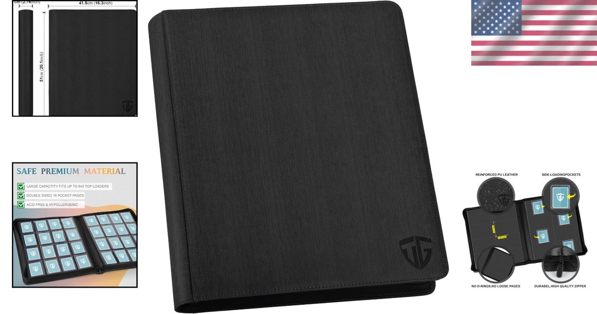 16 pocket card binder for toploaders Gemloader 3"x4" toploader binder 9-Pocket 216 Cards Wit