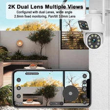 (Dual Lens & 2-Way Audio) Security Cameras Outdoor System Wireless WiFi PTZ C...