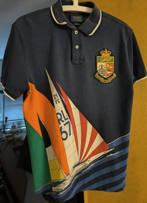 Polo Ralph Lauren Herren-Poloshirt M Custom Slim Fit bestickt Segelboot - Bild 1 von 2