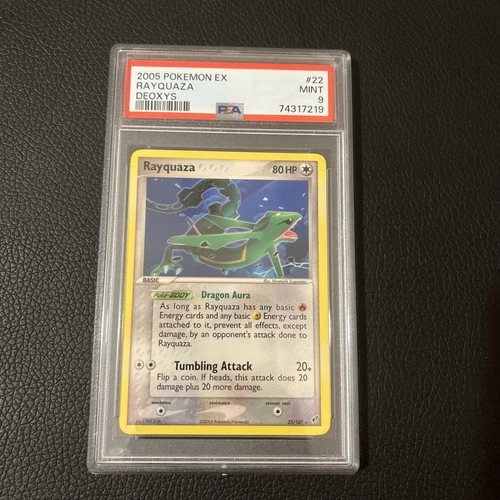 Pokemon PSA 9 MINT Rayquaza 22/107 EX Deoxys Non Holo Rare 2005 Graded Card