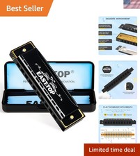Junior Blues Harmonica in C Key - Responsive 10-Hole Mouth Organ, Gift Included 