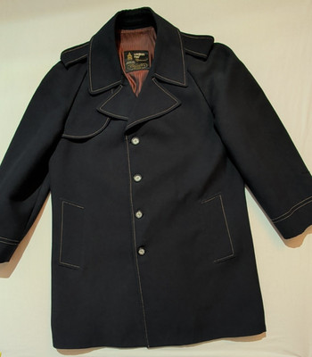 Vintage London Fog Maincoats Men's 42R Navy Blue Overcoat USA Made