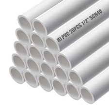 HJ 4FT Feet PVC Pipe 20PCS White Sch40 Industrial Pipes 1/2" 0.5 Inch