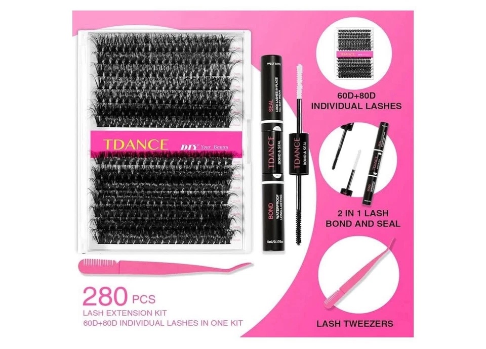 TDANCE DIY Lash Extension Kit 280 pcs cluster lashes kit . Brand New - Image 3 of 4