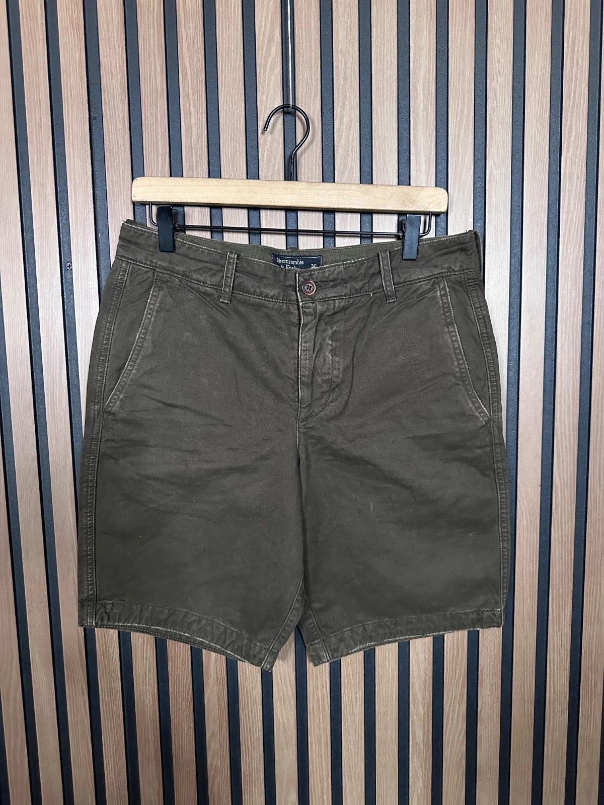 Abercrombie & Fitch Shorts 30 Mens Dark Gray Chino Cargo Faded 8.5" Inseam
