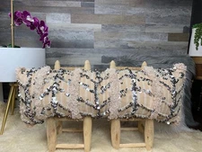 Vintage Moroccan Handira Pillow, Berber Wedding Blanket Cushion 03YS00896