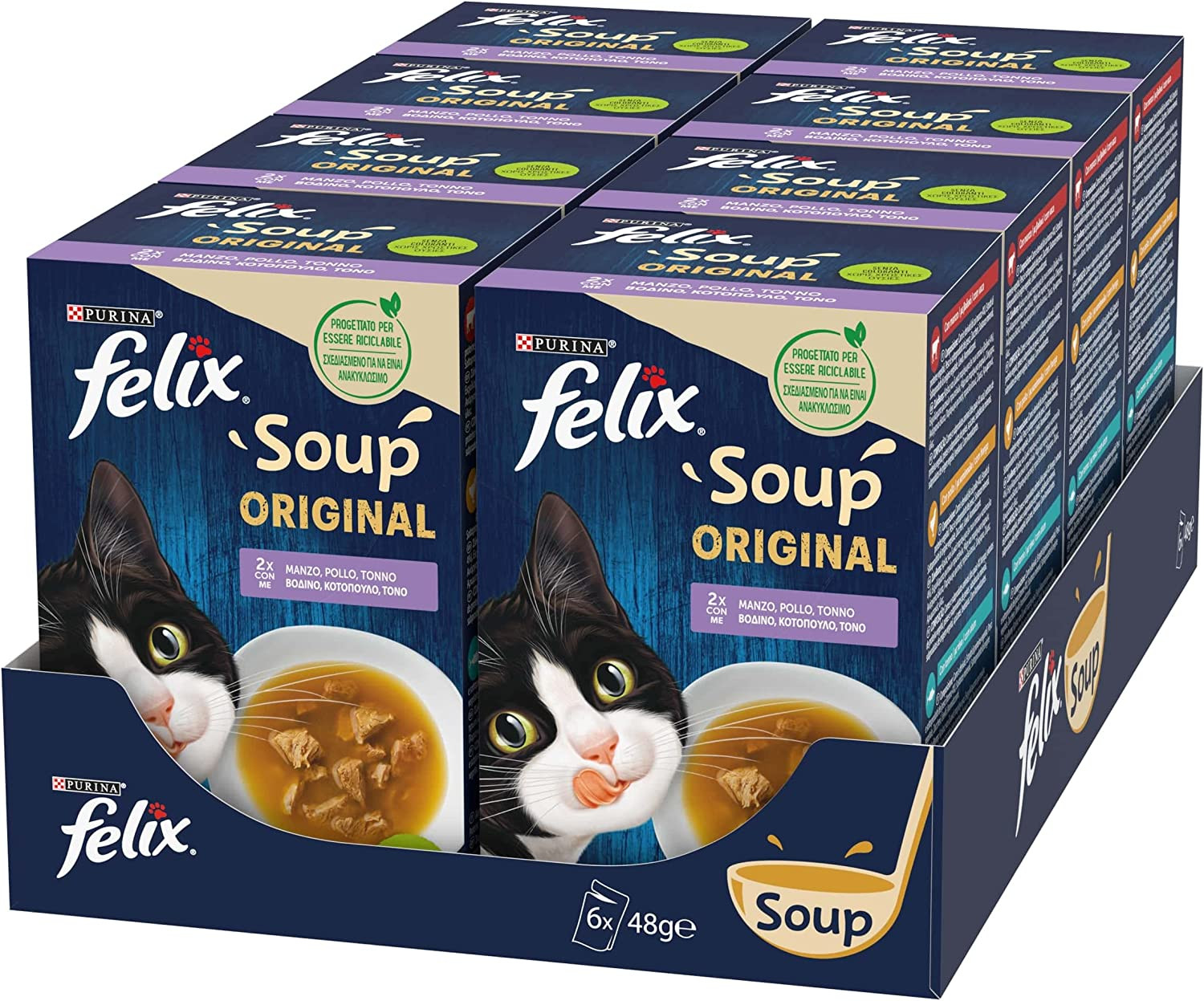 Cibo Umido Gatto Soup: Bocconcini Manzo e Tonno per Idratazione
