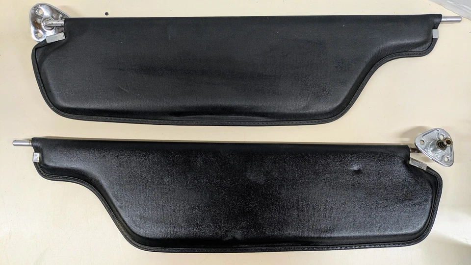 65-66 Chrysler 300 Coupe Sun Visor Shade Left Right LH RH Black Set Of 2 OEM - Image 2 of 4