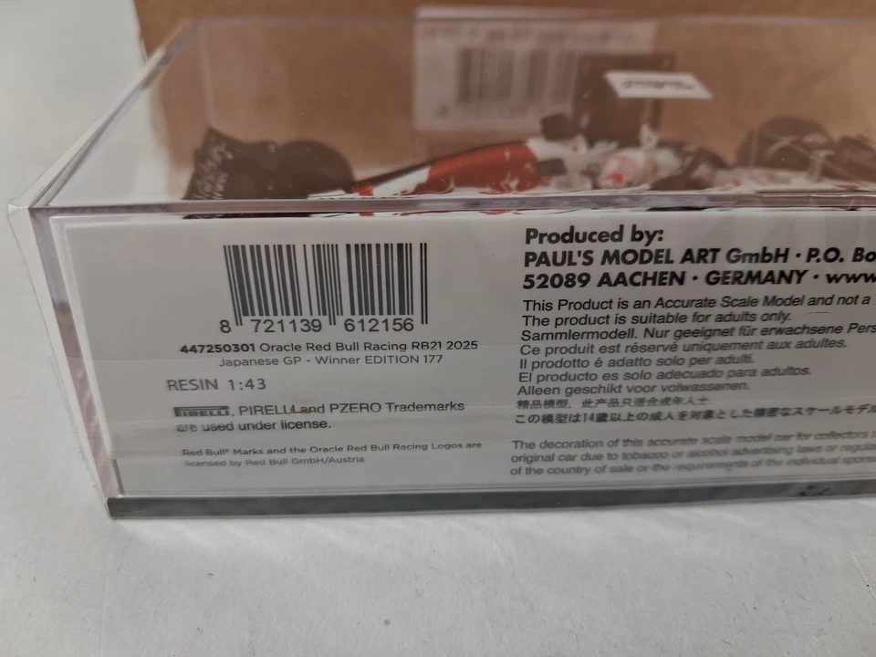 Minichamps Red Bull RB21 #1 Verstappen winner Japanese 2025 #177 1/43 447250301 - Immagine 4 di 4