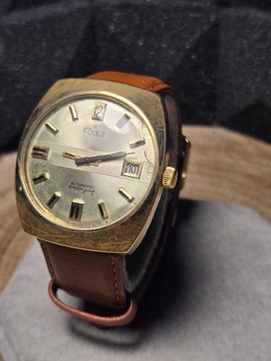 Vintage ELVES Automatik Uhr Datum + Armband ZRC Calf Neu - 70er Jahre
