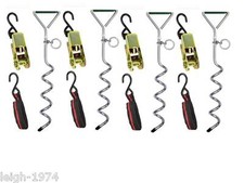 Ratchet Ropes straps Tie Down Anchor Stakes Strap Kit pegs Gazebo Marquee NEW