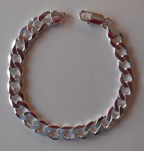 Herren 925 Sterling Silber Panzer Gliederkette Armband 220 Stärke 9 mm Made in Italy - Bild 2 von 4