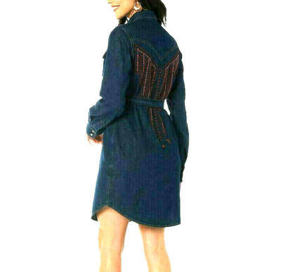 wrangler retro denim dress Wrangler Retro Women's Dark Wash Long Sleeve Denim Mini Dress