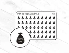1433~~Trash Day Reminder Planner Stickers.