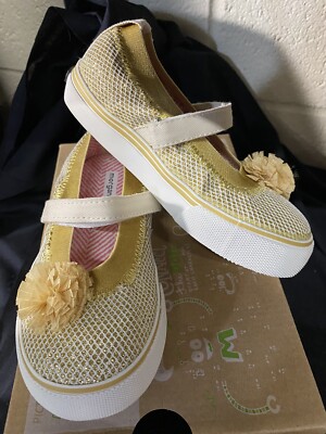 Morgan & Milo Gold Child Girl Twinkle MJ  Mary Jane Shoes Sz 10.5 NEW w/ Box
